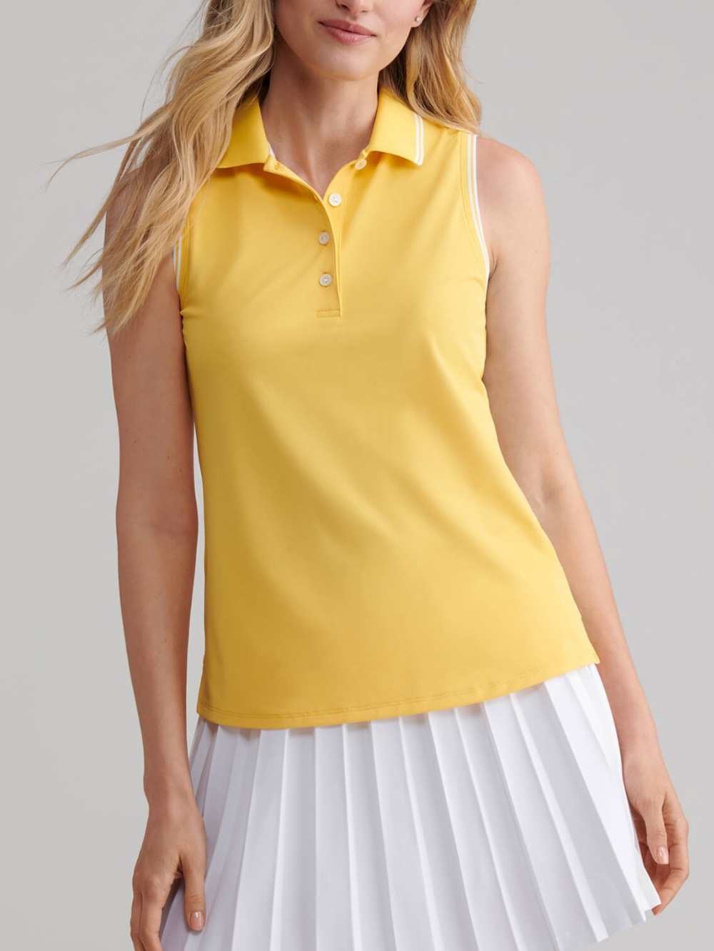 NEW⭐️ Peter Millar Lemon Drop/White Canterbury Tipped Mesh Sleeveless Med $110